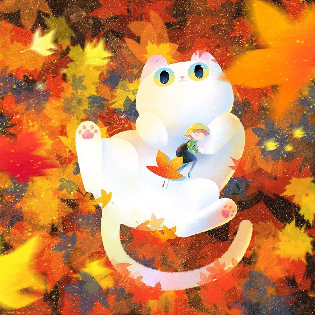 котики. осень. счастье.